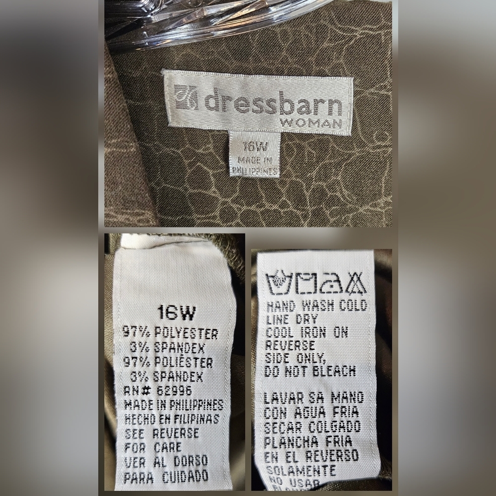 Dressbarn Green Crocodile Print Short Sleeve Midi Dress Career Work Office 16W - Picture 12 of 14